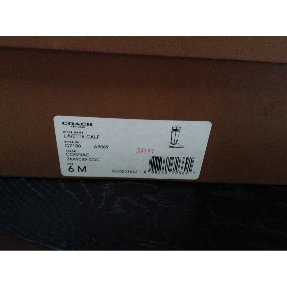 Coach Linette Leather Long Boots Shoes Riding Winter Cognac Brown 6 M $390 NIB - Picture 5 of 12
